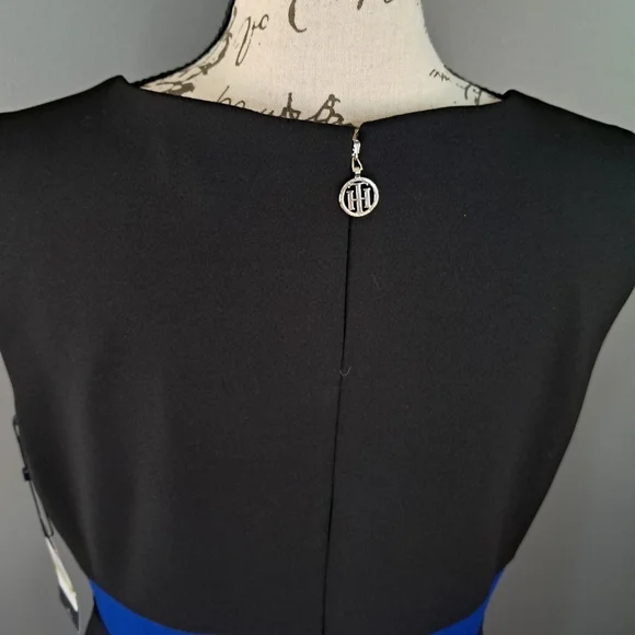 Tommy Hilfiger Womens Black/Blue/White Sleeveless Dress Size 14 - Picture 3 of 6